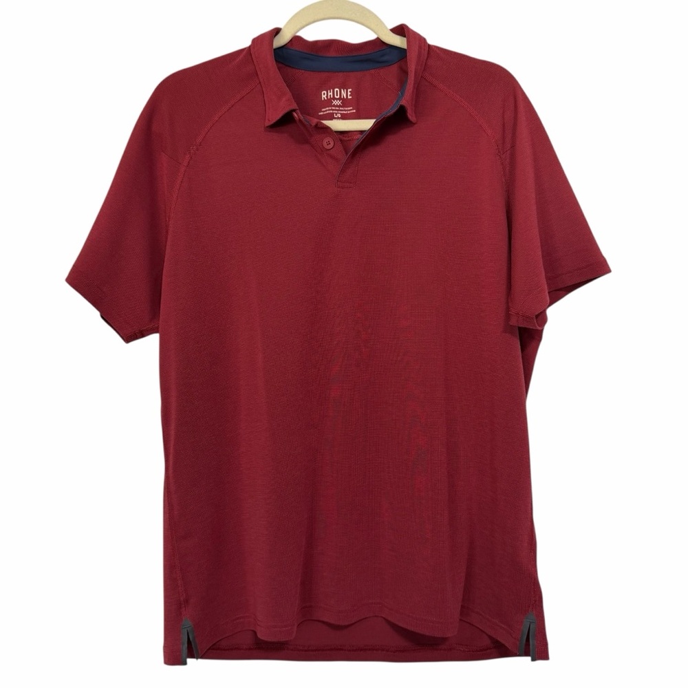 Rhone Men's Delta Pique Short Sleeve Polo Performance Shirt | Burgundy | Large